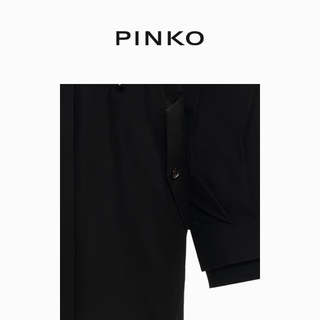 PINKO【圣诞】女士黑色连帽抗寒保暖时尚日常长款羽绒服外套 黑色 S