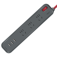 DELIXI 德力西 遇见系列 CD98E-DK3X3U 新国标插排 三位USB五孔 季风灰 1.6m