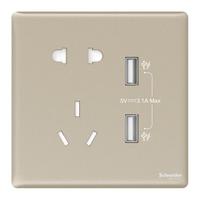 Schneider Electric 施耐德电气 珍铂系列 五孔带双USB插座 晨曦金