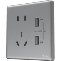 Schneider Electric 施耐德电气 珍铂系列 五孔带双USB插座 烟云灰