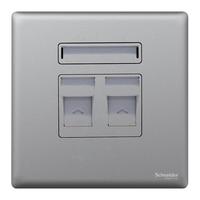 Schneider Electric 施耐德电气 珍铂系列 双联电脑插座 烟云灰