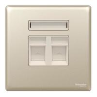 Schneider Electric 施耐德电气 珍铂系列 双联电脑插座 晨曦金