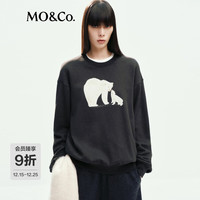 MO&Co. 卫衣2025冬双面磨毛闪粉棉质印花MBE4SWS002 深鸥灰色 S /160