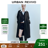 UR UR2025秋季女装气质腰带大衣呢料外套UWM150032+ 黑色 S