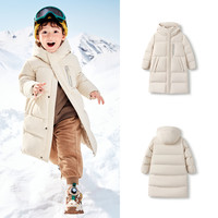 巴拉巴拉童装儿童羽绒服男女童冬装长款加厚外套上衣舒适户外潮款 香草白A-白鸭绒
