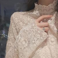 帕兰朵 2025秋季小衫蕾丝打底衫女装洋气长袖纱衣内搭网纱上衣