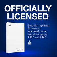 希捷 Game Drive PS5/PS4游戏驱动器5TB 外置硬盘 USB3.0 官方授权 蓝色LED灯 白色
