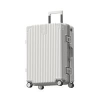 稻草人行李箱2025大容量多功能男女生旅行拉杆密码箱 冰山白【铝框款】【带杯架+USB接口】 20寸【单人4天内出行,轻便易携,耐磨防刮】