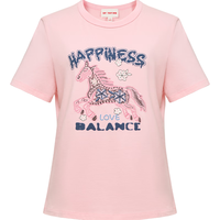 EP雅莹唐嫣同款棉刺绣宽松圆领短袖T恤 2026早春5301A 粉色 2XL M