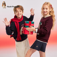 暇步士(Hush Puppies)童装儿童男女大童2025冬季圣诞系列云端棉感温柔呵护套头线衣 藏蓝 140 cm