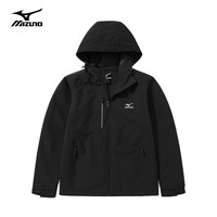 移动端、京东百亿补贴：美津浓 户外夹克男女登山服锋衣外套防风抓绒内里衣服 黑色 M