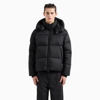 限尺码：EMPORIO ARMANI 秋冬款 阿玛尼男式满印logo通勤保暖休闲连帽羽绒服