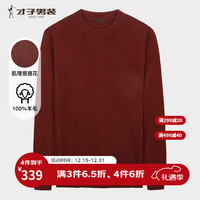 才子 100%纯羊毛衫男士秋冬加厚半高领毛衣柔软亲肤保暖纯色打底针织衫 棕色 XL 50 （175/92A）