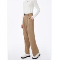 LILY 冬款裤子女冬季含绵羊毛气质通勤款不对称显瘦垂感西装休闲裤