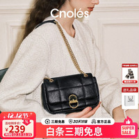 Cnolés Cnoles）菱格包包女士单肩斜挎包小众百搭