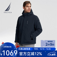 NAUTICA 男装秋冬款防轻溅水保暖休闲厚外套棉服男JO3413 藏青4NV L