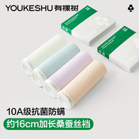 YOUKESHU A类婴儿棉内裤女肌理透气桑蚕丝加长裆无痕三角裤 绿+蓝+紫+肤 L