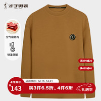 才子 卫衣男春秋款高阶套头保暖长袖打底衫无帽上衣服男装长袖T恤 咖啡色 XL 50(175/92A)