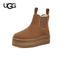 移动端：UGG 女士休闲舒适纯色厚底雪地靴 1134526 栗色 36