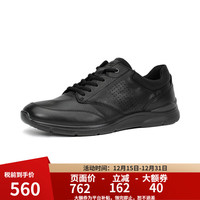 ecco Irving 运动鞋男系带休闲鞋 真皮健步鞋511734 51052-黑色