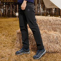探拓 户外加绒加厚软壳裤男款黑色