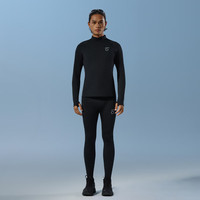 移动端、京东百亿补贴：马孔多 原创单品｜男子跑步加绒打底套装5代吸湿排汗速干防汗手机仓 上衣  黑色    裤子  黑色 M