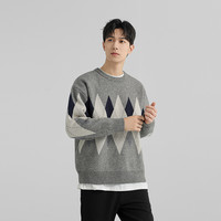 【king哥】DESSO复古圆领通勤休闲针织衫 花灰色