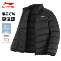 李宁 立领防风鸭绒 黑色 L码 男士短款羽绒服