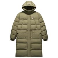 FILA FUSION斐乐潮牌情侣款长款羽绒服2024冬季宽松连帽外套