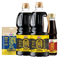 欣和 味达美初零添加生抽1L*2+老抽180ml+海肠鲜35g 酱油套装