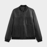 GXG 简约复古棒球领真皮夹克男宽松时尚夹克外套皮衣