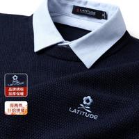 梦特娇 男士翻领针织衫 商务休闲 t恤