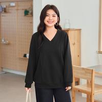 慕姗诗怡 大码女装2025新款秋装时尚解构分割空气层宽松V领套头卫衣