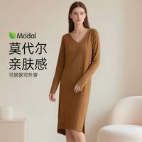 SCHIESSER 秋冬加厚长袖睡裙加大加长款宽松睡裙女