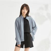GIORDANO 秋冬纯色百针织袋鼠兜女士卫衣外套宽松休闲立领开衫卫衣外套女士