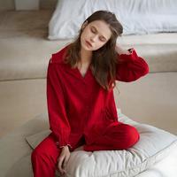 安之伴 结婚睡衣女针织提条开衫家居服套装