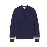 Lacoste 法国鳄鱼男装 宽松保暖拼色开襟V领针织毛衫外套男士时尚外套