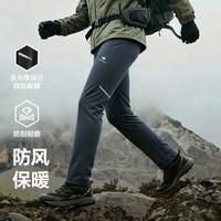 HOTSUIT 秋冬软壳裤子直筒弹力加绒保暖松紧腰户外徒步登山运动休闲长裤