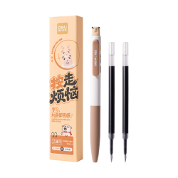 得力 S198-A 0.5mm双球珠ST头速干中性笔 1笔+2芯