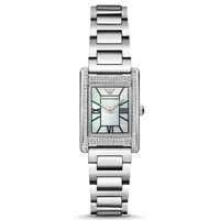 EMPORIO ARMANI 满天星银色镶钻贝母表盘小方糖女表 AR11625 32mm
