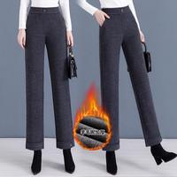 浪莎 羊毛尼窄版阔腿裤直筒裤九分女裤加绒裤子女款加绒裤子冬款