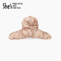 移动端：茜子 大抓夹 缎面褶皱蓬松泡泡鲨鱼夹