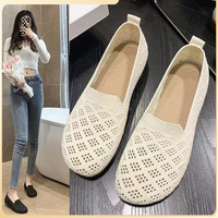 夏季女鞋凉鞋小薄底豆豆软底软面老北京布鞋2024网面透气鞋子