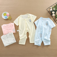 婴儿连体衣服夏季薄款夏天短袖新生幼儿夏装男宝宝哈衣女睡衣