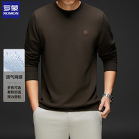 罗蒙 春季男士圆领卫衣百搭长袖T恤网眼提花套头打底衫上衣