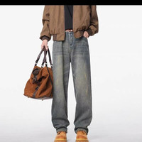 GENIOLAMODE 美式复古加绒牛仔裤男新款秋季直筒裤