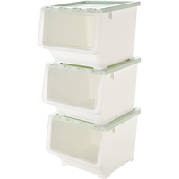 久梨沙 前开式收纳箱 大号 3个 薄荷绿