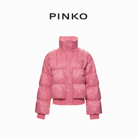PINKO【圣诞】女士黑色短款立领秋冬外套日常通勤休闲修身羽绒服 黑色 XL