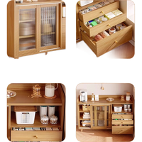 修乐（XIULE）餐边柜日式风靠墙一体储物柜家用客厅茶水柜子厨房墙边收纳置物柜 【移动门+双柜门】深胡桃色70CM