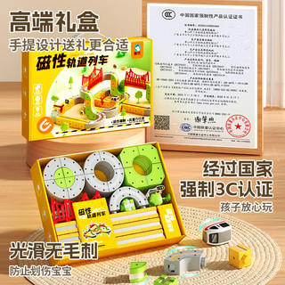 磁力积木轨道车大颗粒拼装模型男孩子益智玩具儿童